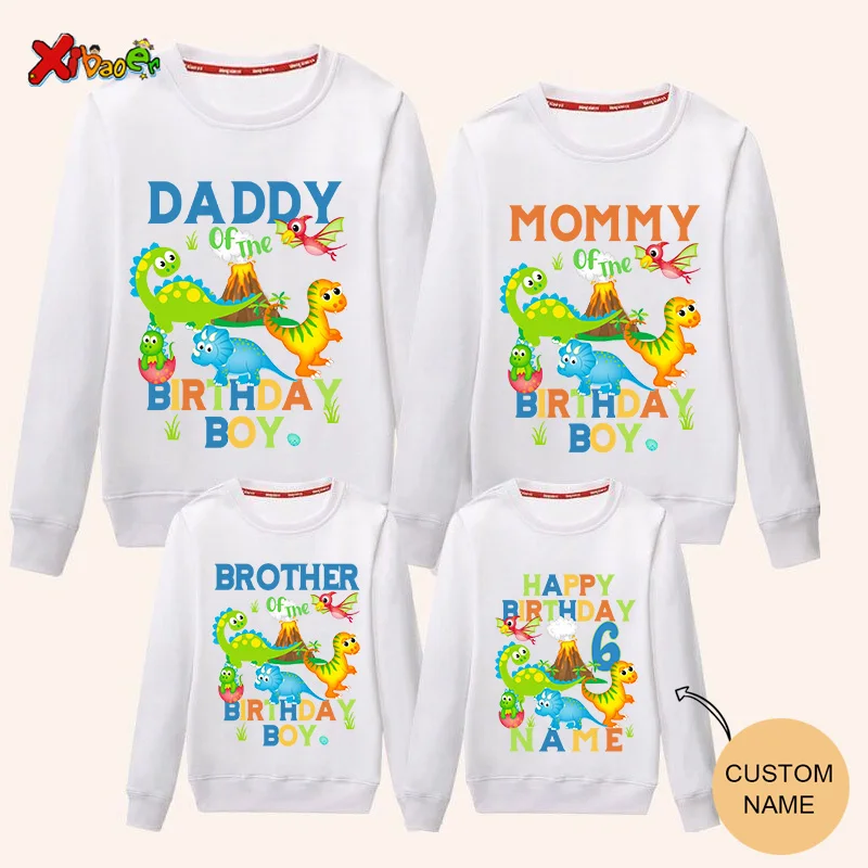 

Dinosaur Boy Birthday Outfits Family Matching Outfit Sweatshirt Clothes Kids Personalized Name for Family Matching Sweater 3 7th