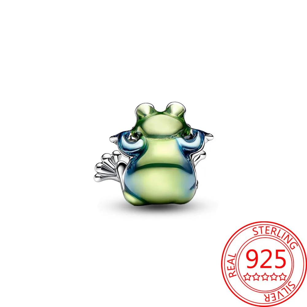 Vivid 925 Sterling Silver Green Climbing Frog Charm Fit DIY Bracelet Children's Birthday Party Fashion Jewelry Gift