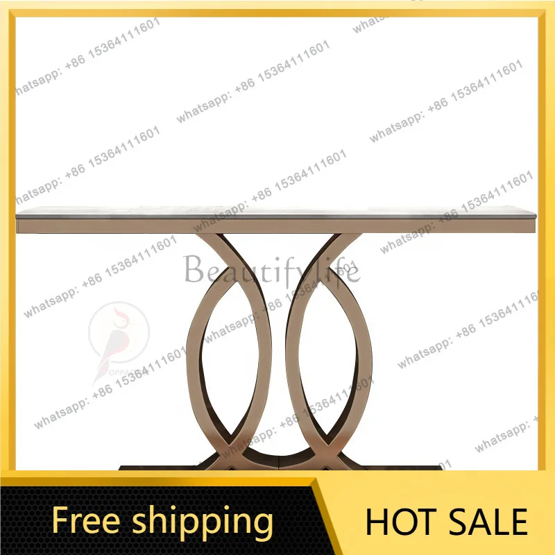LS light luxury marble stainless steel entrance table decorative table Italian postmodern door against the wall simple