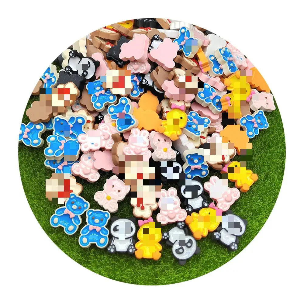 Mini Cartoon Animal Flat Back Resin Cabochons Bear Duck Rabbit  Scrapbooking DIY Slime Charms Jewelry Craft Decoration