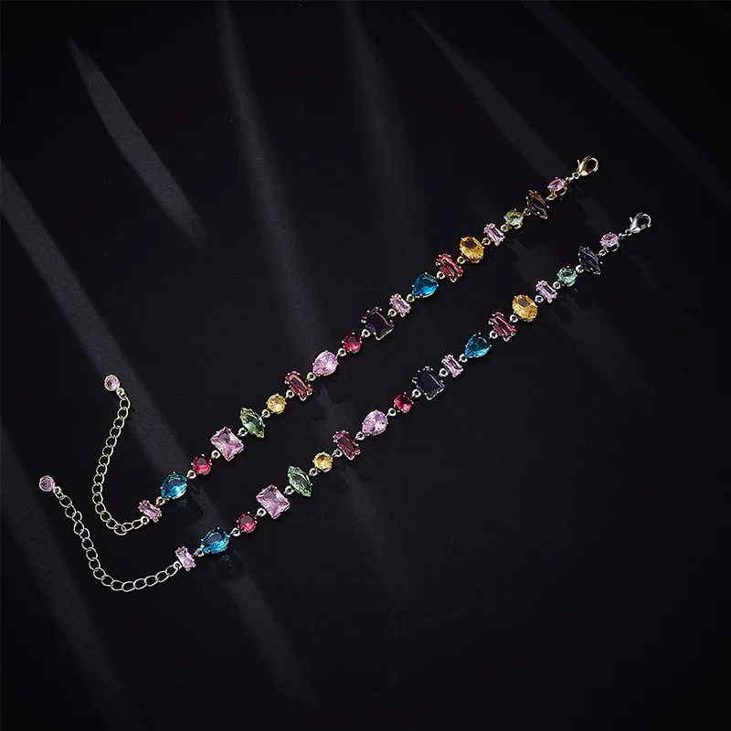Luxury Colorful Cubic Zirconia Beaded Bracelet Candy Color Dopamine Hand Chain Women Party Jewelry Birthday Gift