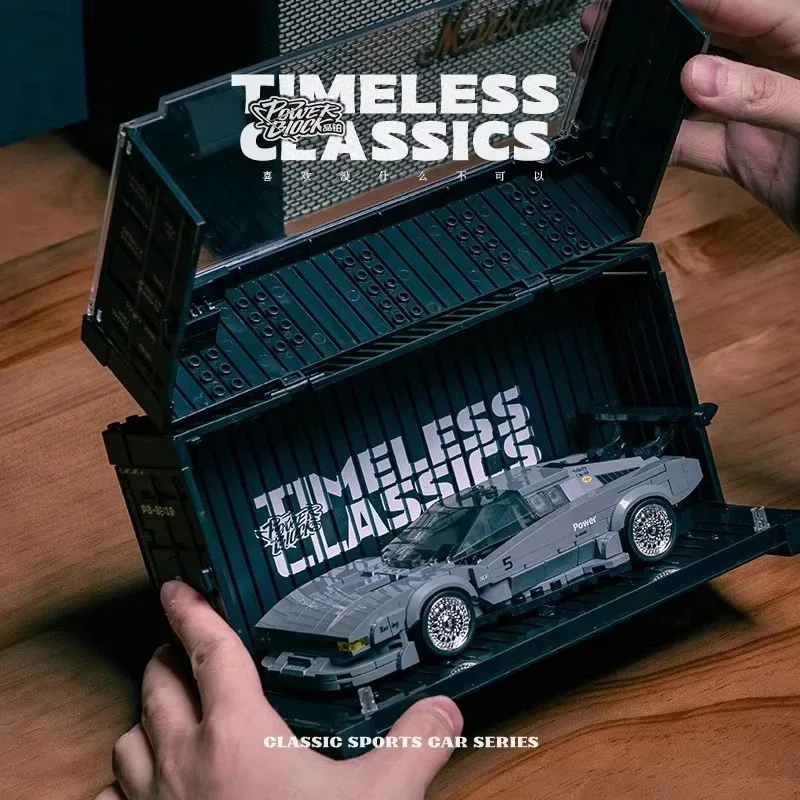 مجموعة بناء سيارة سباق M1 التقنية الكلاسيكية مع حاوية، لعبة تركيب من الطوب، هدية عيد الميلاد للأولاد والأطفال