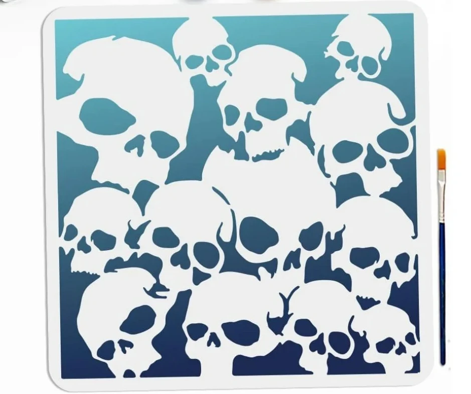 FINGERINSPIRE Pochoir Crâne 30x30cm - Modèle Réutilisable Pour DIY Et Scrapbooking