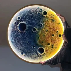 3D Relief Moon Wall Lamp Mural Designer Art Entrance Wall Hanging Decorative Lamp