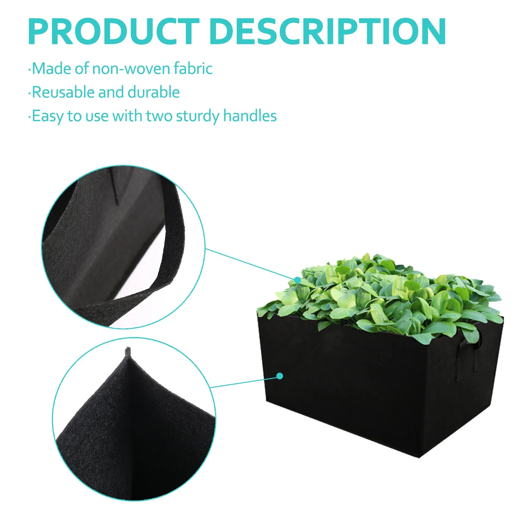 US bag5 Pack Borsa per coltivazione di fiori da giardino quadrata con letto da giardino rialzato in tessuto