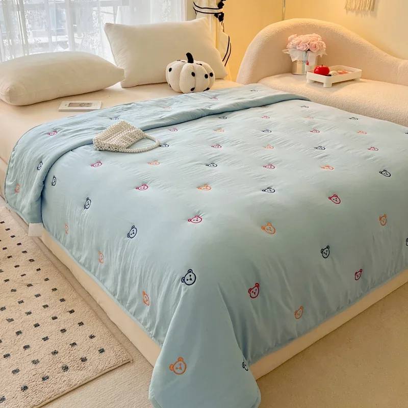 

2026 New Embroidered, washed cotton, summer quilt, air-conditioned, skin friendly, breathable, machine washable bedding