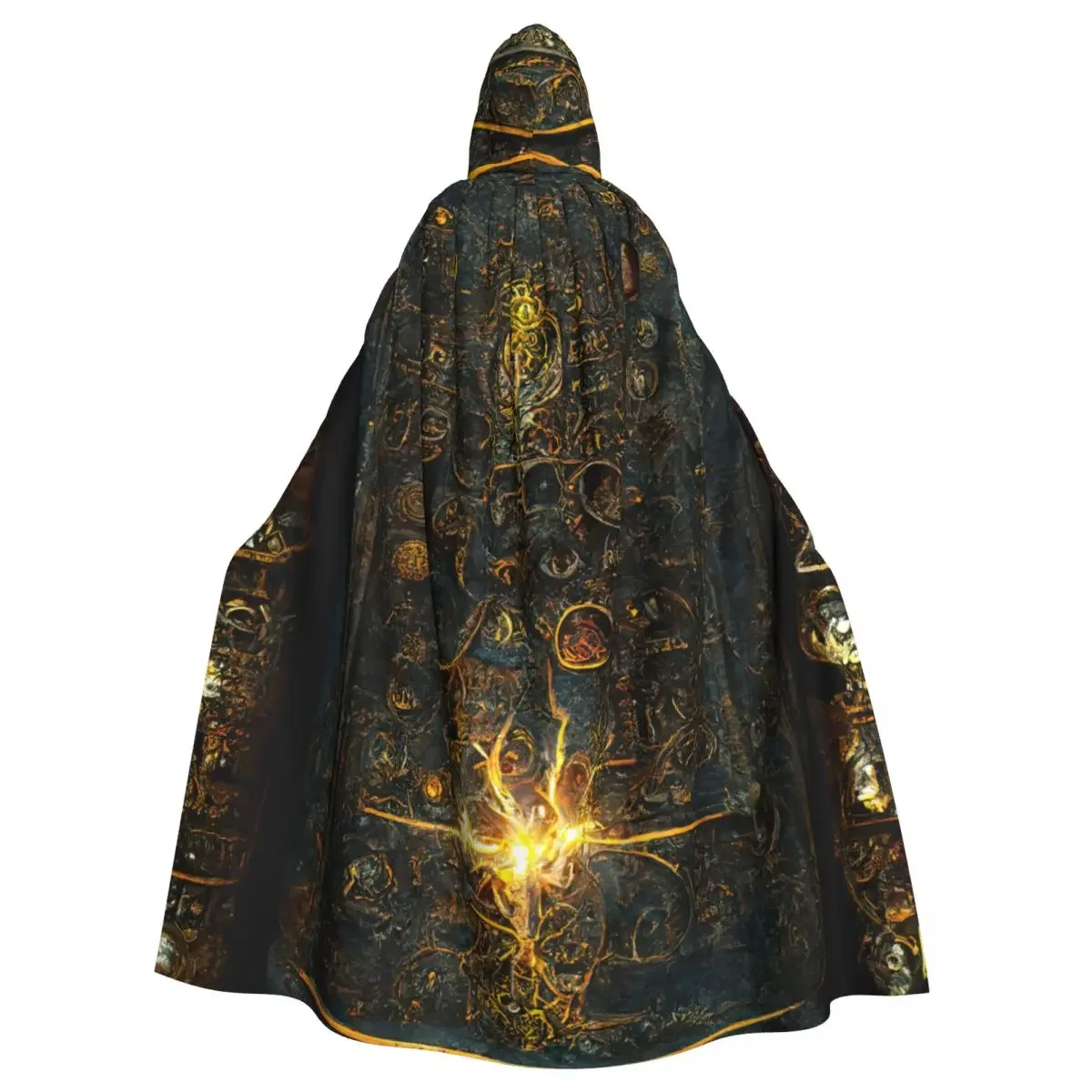 Halloween Ancient Book with Glowing Magic Spells and Runes Hooded Cloak Medieval Costume Fashion Cosplay Costumes