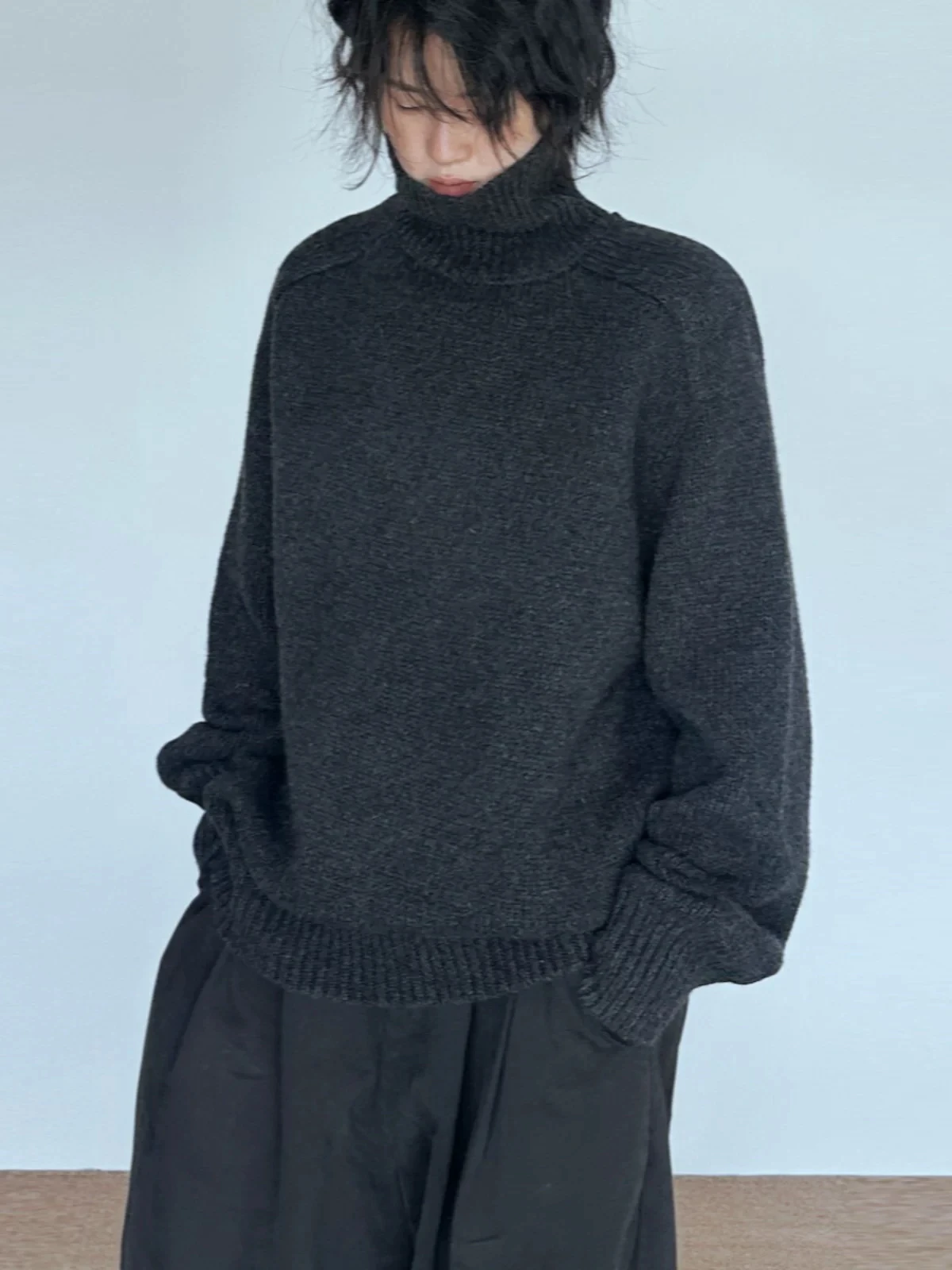 

Uxi 2025 Осенне-зимний утепленный шерстяной вязаный свитер с высоким воротником свободного кроя для женщин, теплый и уютный, эксклюзивно онлайн