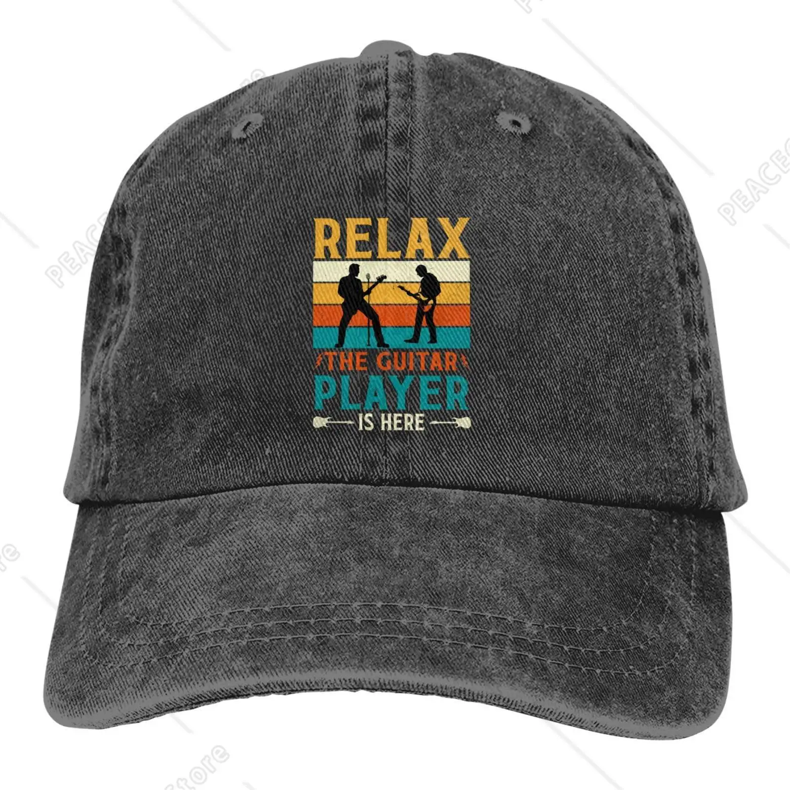 Retro Relax The Guitar Player is Here Music Peaked Men Women's Cowboy Cap Funny Baseball Caps Personalized Visor Hats