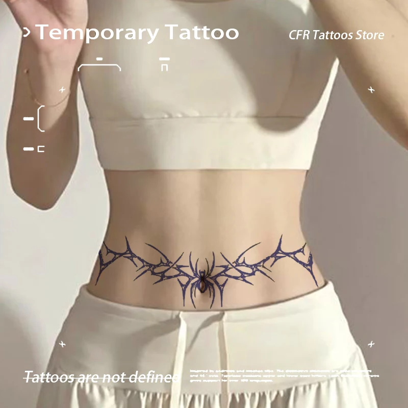 

Temporary Tattoos Dark Spider Thorn Herbal Juice Tattoo Sticker Sexy Hotwife Chest Half Arm Waterproof Fake Tatuaje Cheap Goods