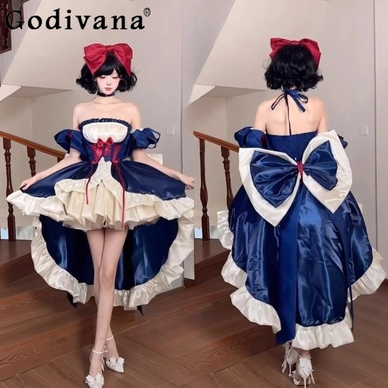 

Sweet Princess Ball Gown Dresses 2025 New Girls Women's Slim Fit Elegant Big Bow Train Evening Dress Ladies Birthday Party Dress