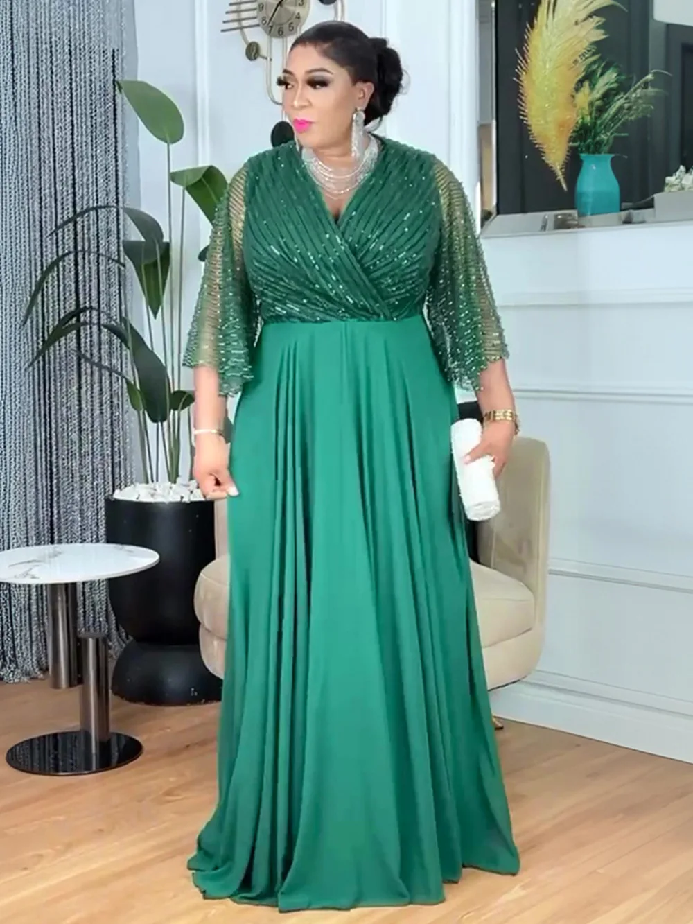 Plus Size African Party Dresses for Women Dashiki Ankara Sequin Wedding Evening Gown Elegant Christmas Muslim Maxi Dress 2025