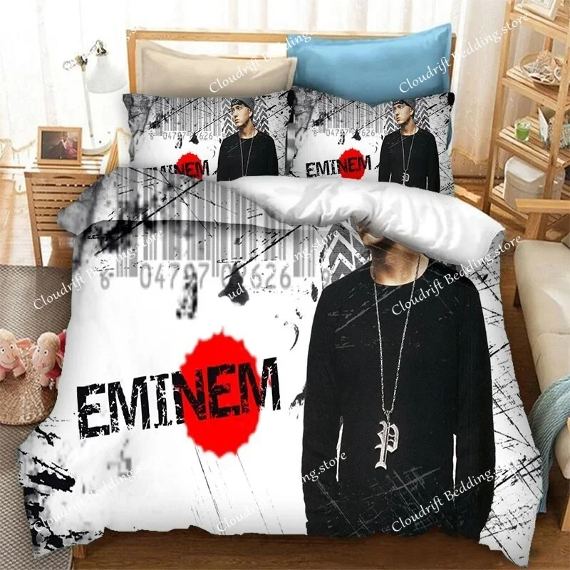 

Fashion Hip hop Singer E-EMINEM Bedding Set Boys Girls Twin Queen King Size Duvet Cover Pillowcase Bed boys Adult Home Textiles
