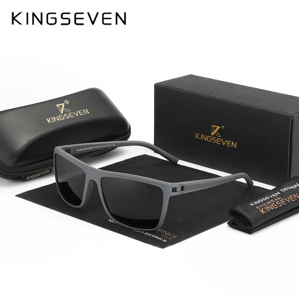 KINGSEVEN Neue polarisierte Sonnenbrille für Damen, klassisch, quadratischer Rahmen, Sonnenbrille für Herren, Outdoor-Reisen, 755 4
