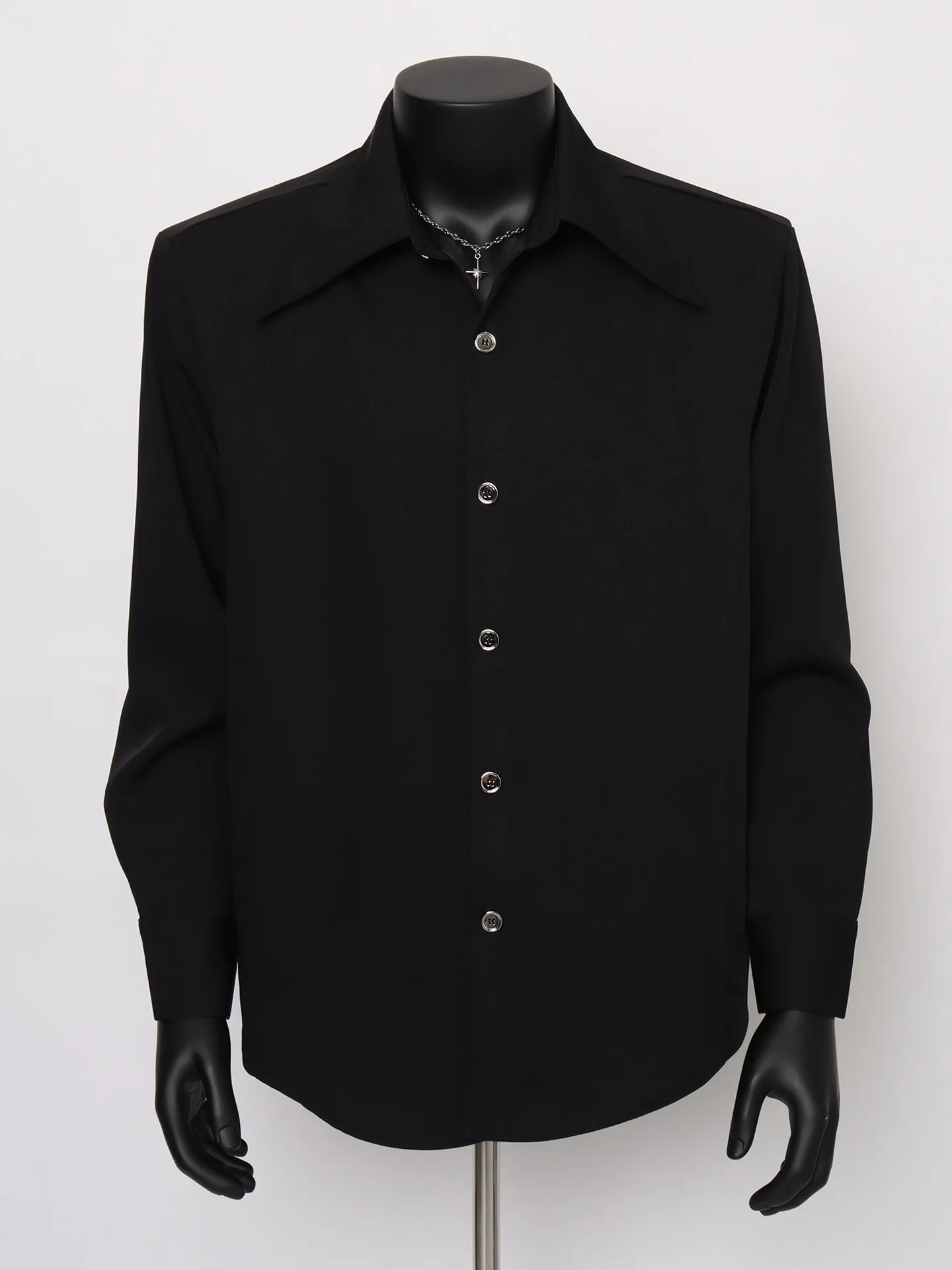 

Мужская повседневная рубашка Starlit с длинным рукавом, черная, с подплечниками, однотонная, универсальная, свободного кроя, модная, осенняя, молодежный стиль