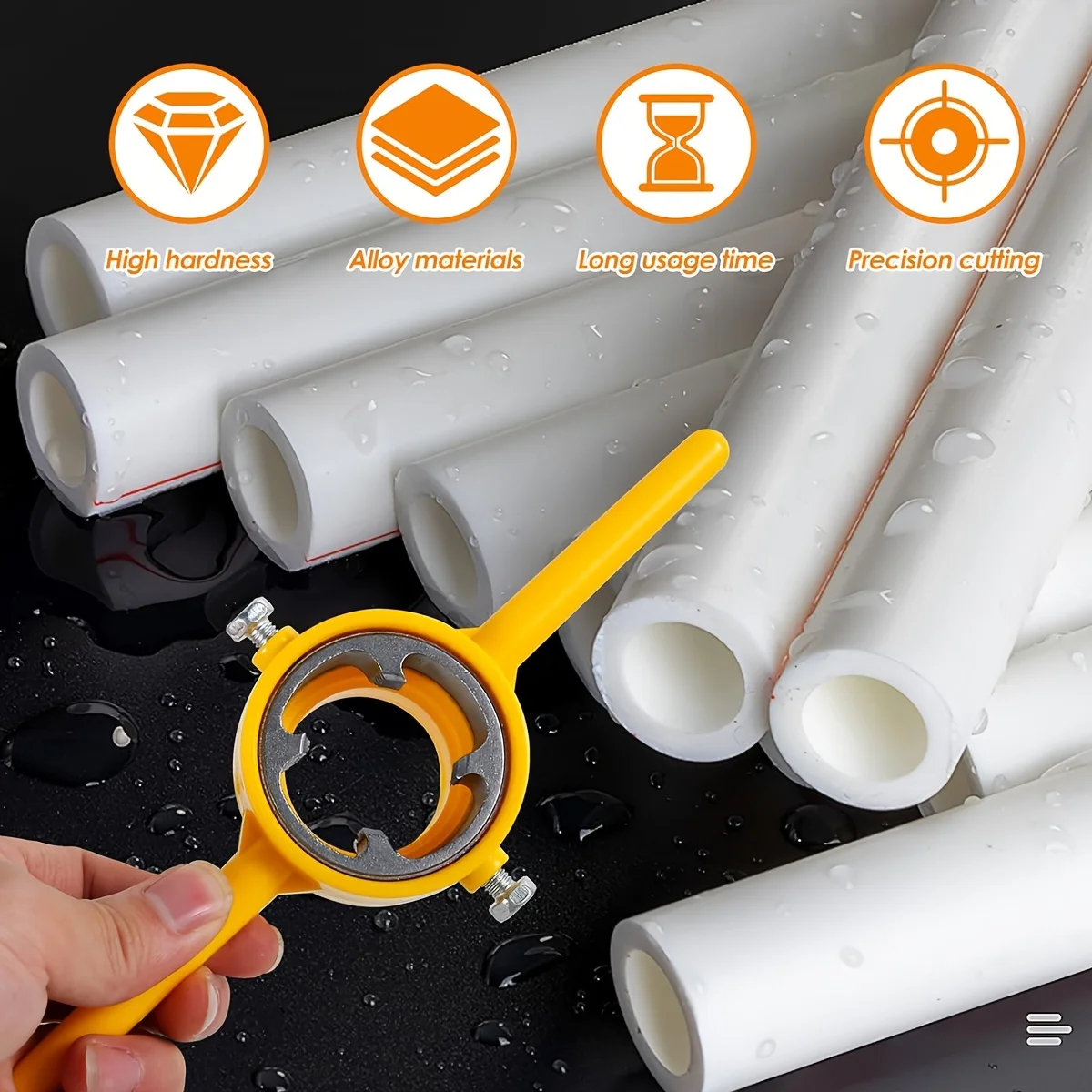 6-teiliges PVC-Rohrgewindeschneidwerkzeug-Set, Gewindeschneidwerkzeug, Rohrgewindeschneidset mit 1/2, 3/4, 1 Zoll Gewindeschneidköpfen, wiederverwendbar – Detail 5
