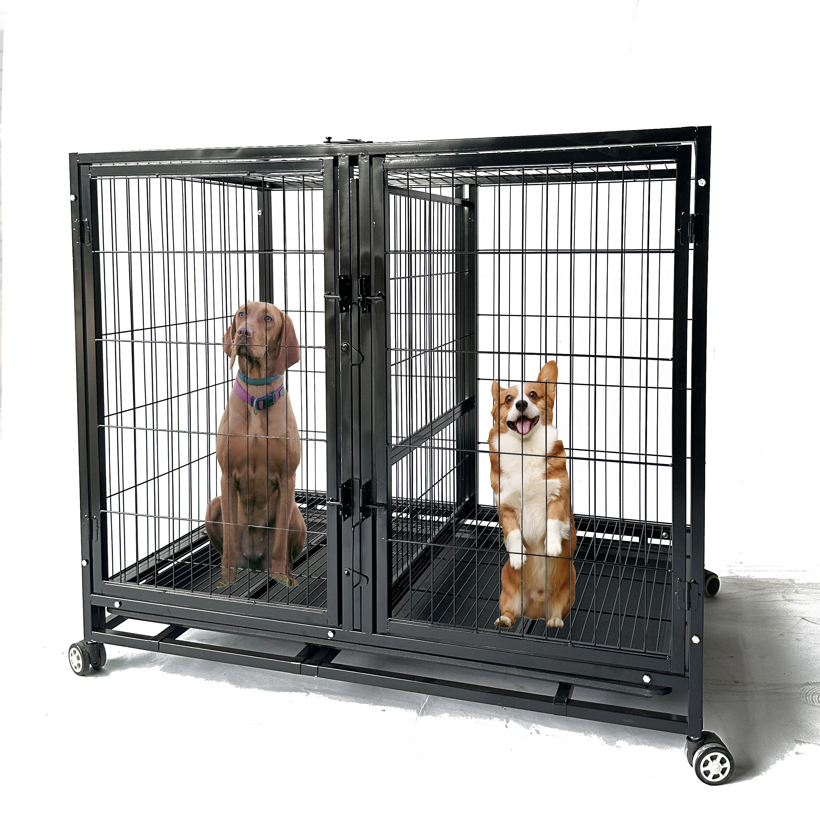 Multi Pets Wholesale Professional Large Cages Comfortable Stainless Steel Dog Kennel for Two Dogs Indoor