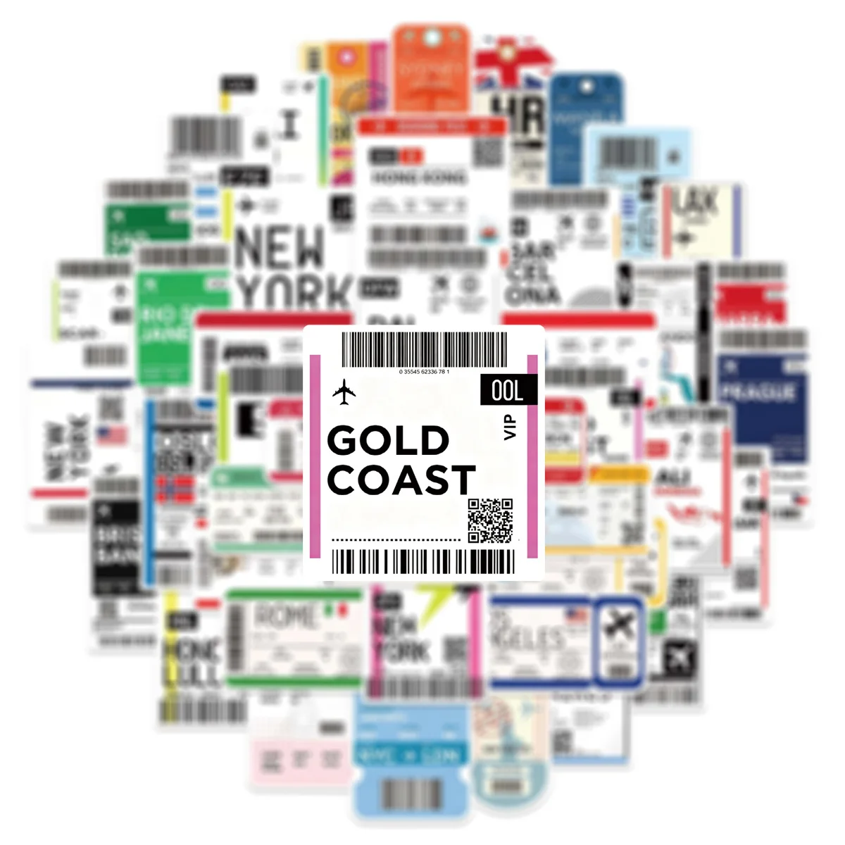 10/50PCS Airplane Ticket Graffiti Stickers Exquisite Fashion Sticker for Phone Computer Notebook Stationery DIY Toys Secret