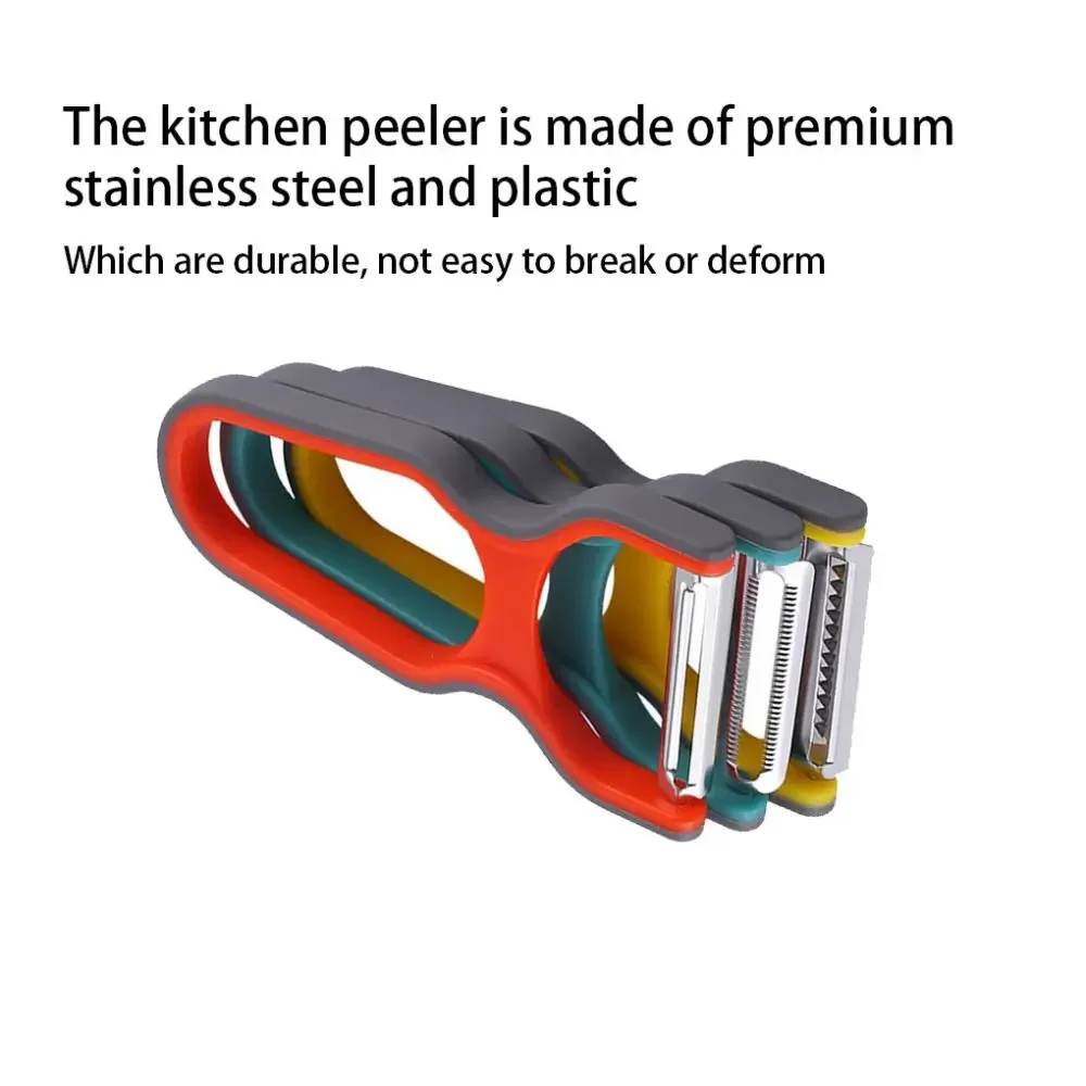 3Pcs Stainless Steel Multi-function Potato Peeler Fruit Vegetable Chopper Mini Spud Slicer Grater Set Random Color   JJ1653