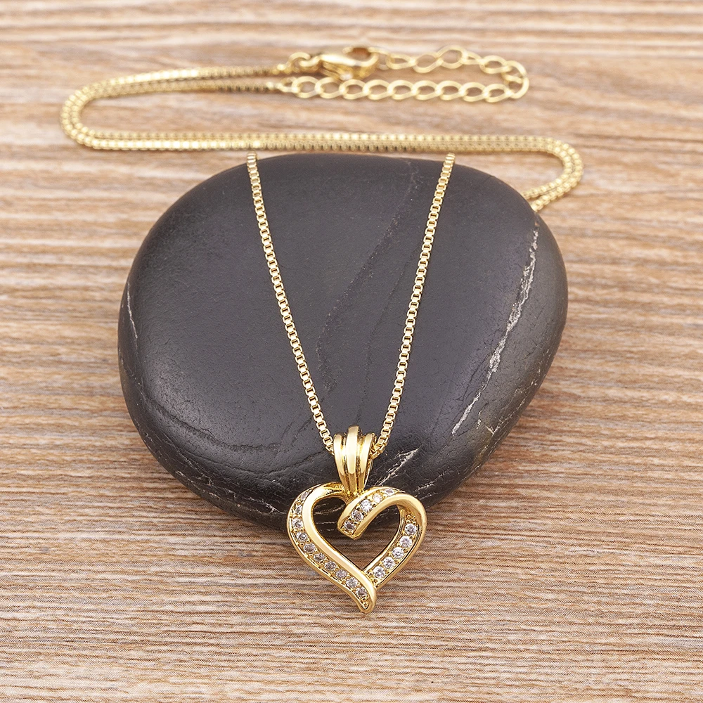 Nidin Fashion Creative Spiral Design Heart Pendant Necklace For Women Lovers Clavicle Chain Chocker Female Cute Zircon Jewelry