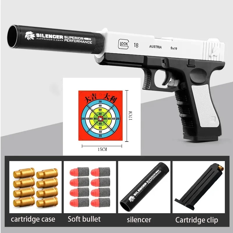 Newest Shell Ejecting Glock M1911 Glock Airsoft Pistol Soft Bullet Toy Gun Weapon Children Armas Blaster Shoot Outdoor Game Boys