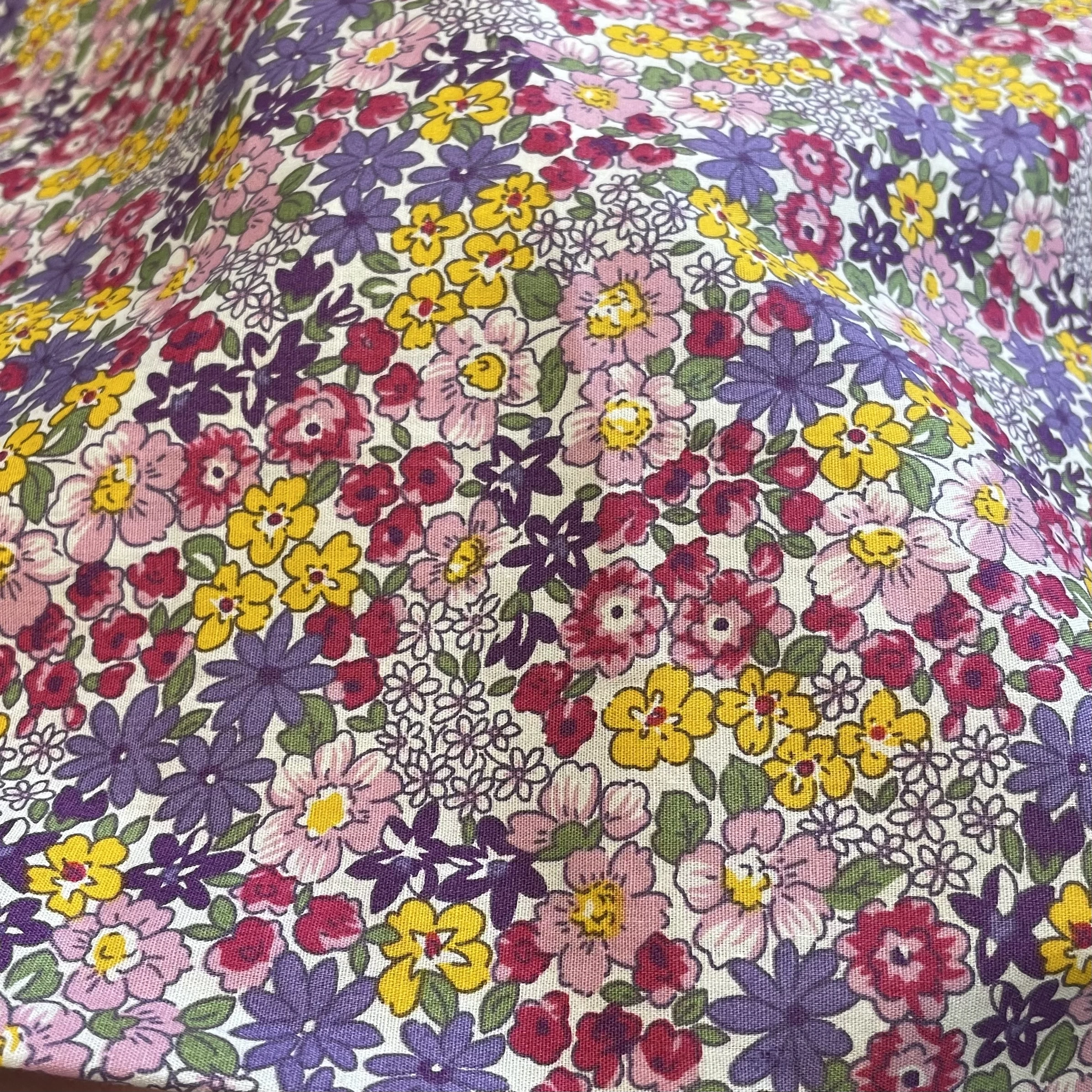 Purple Floral  40S Tissun Liberty Cotton Poplin Fabric For Kids Baby Sewing Cloth Dresses Skirt DIY Handmade Patchwork Meter