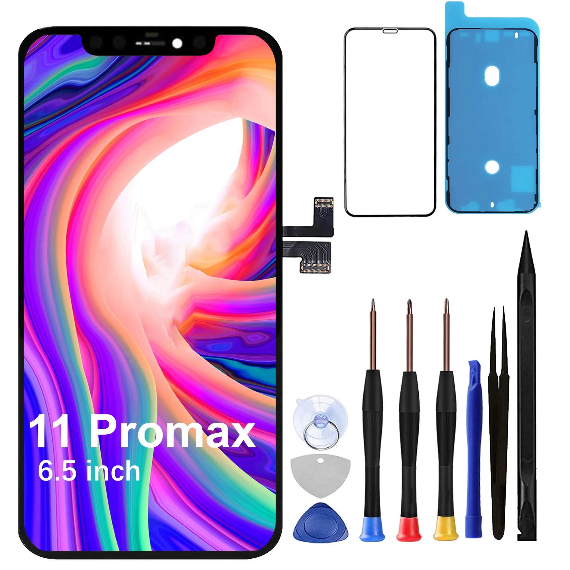 Screen Replacement for iPhone 11Promax 6.5-inch LCD Touchscreen Digitizer Assembly with Tools, Screen Protector & Adhesive