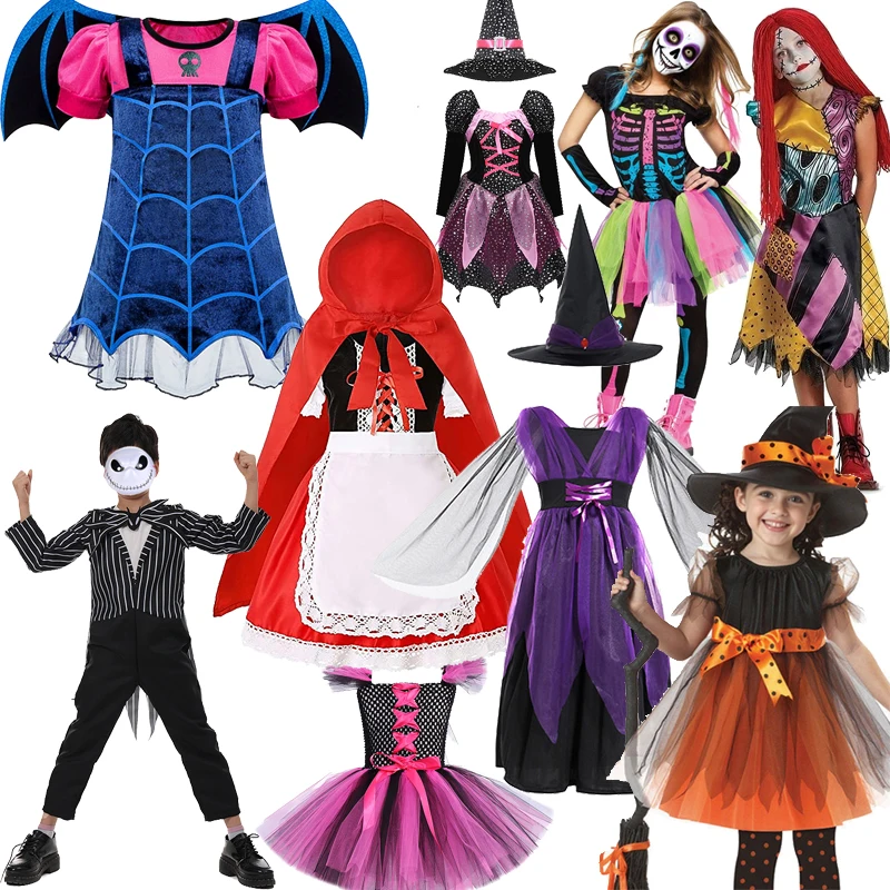 

Little Red Riding Hood Costume Halloween Witch Costume Vampire Dress-up Girls Cosplay Ghost Bride Dress Carnival Party Clothes