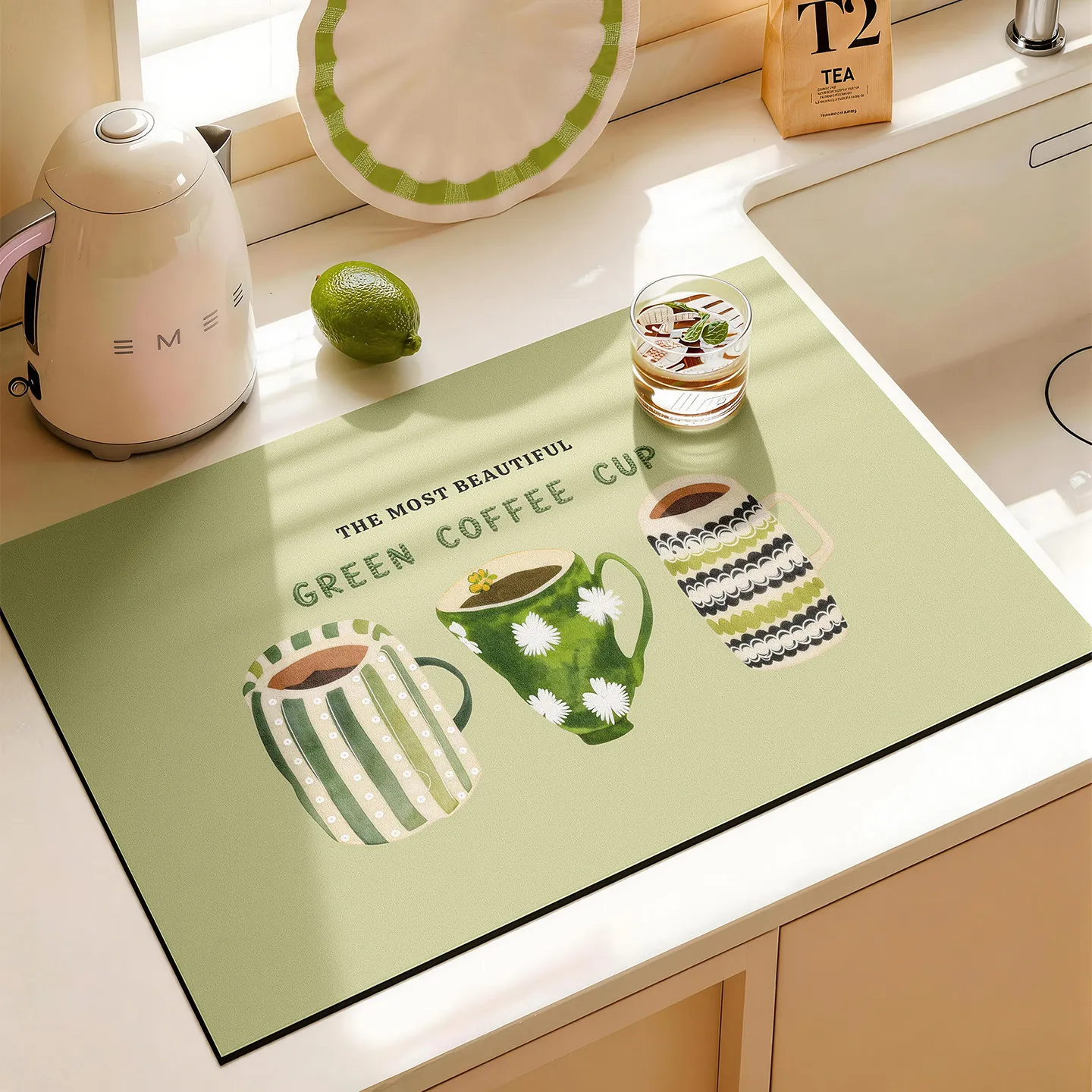 VIKAMA landscape field countryside scenery non slip diatomite dish mat quick dry waterproof kitchen accessory countertop mat