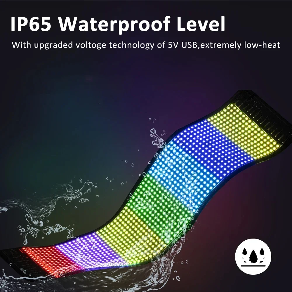 Usb 5v led tela flexível matriz pixel painel de exibição inteligente bluetooth app controle rgb padrão graffiti texto festa exibição carro