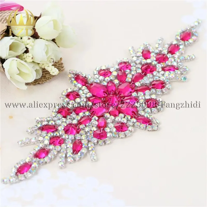 30 Piece Set of Wholesale Hotfix Crystals in Purplish Red Rhinestone Sequin Appliqué Embellishing Garment Dresses Accessories