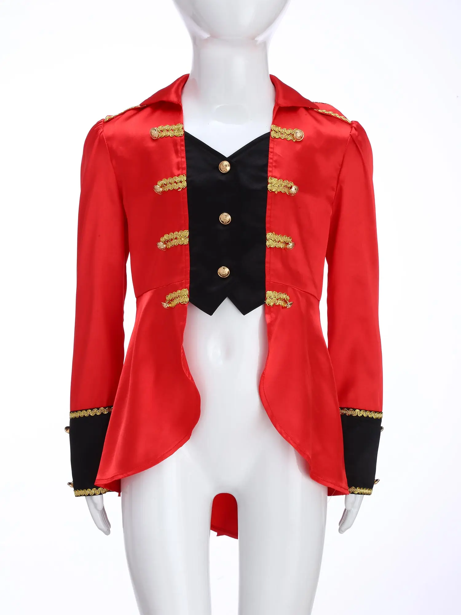 Kids Boy Pirate Captain Cosplay Outfit Long Sleeve Turn Down Collar Tail Top Jacket Halloween Carnival Conjurer Roleplay Costume