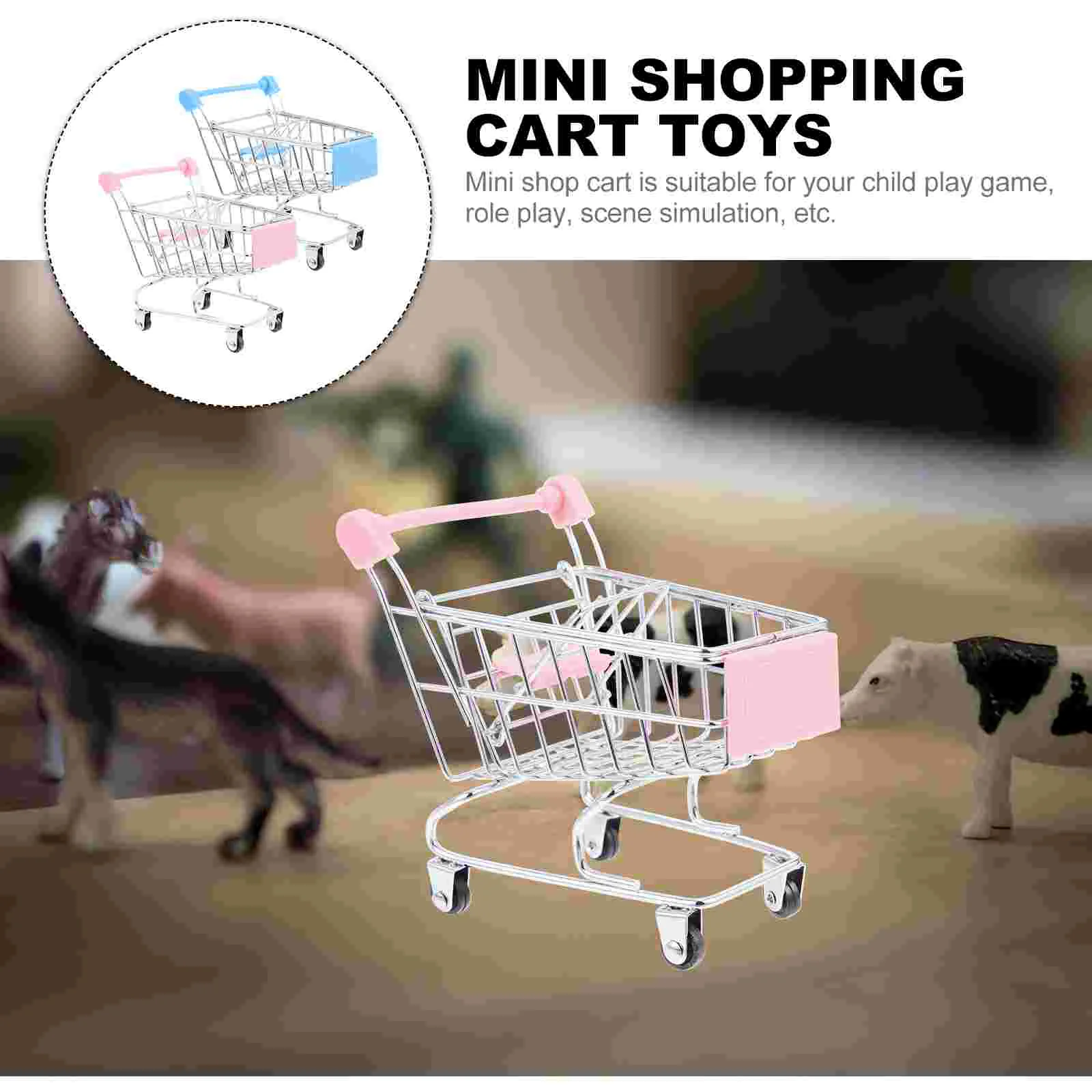 Jouet de chariot de supermarché pour enfants, jouets de shopping pour enfants, petit chariot, mini jeu de simulation, 2 pièces