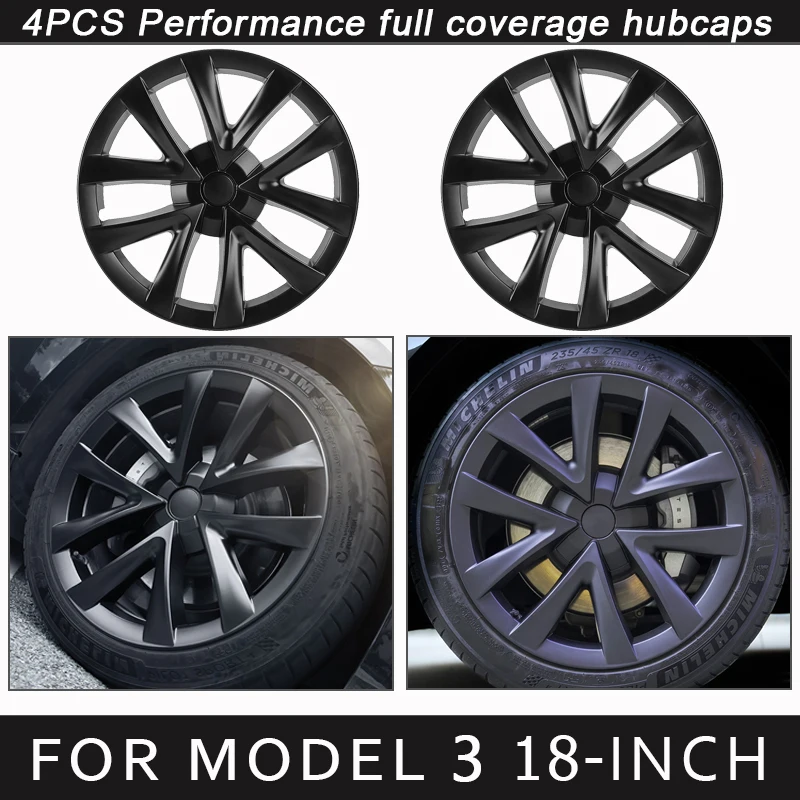 4PCS HubCap for Car Replacement Tesla Model 3 18 Inch Wheel Cap Automobile Hub cap Full Rim Cover Accessories Wheel Parts 2023