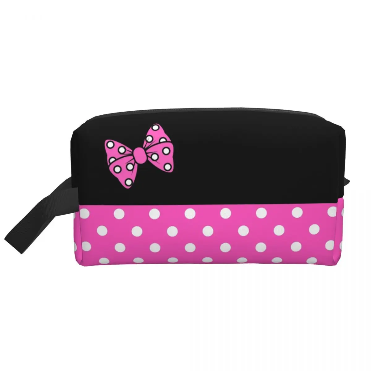 Custom Pink Polkadots Minnie Travel Cosmetic Bag Women Polka Dot Bow Toiletry Makeup Organizer Lady Beauty Storage Dopp Kit