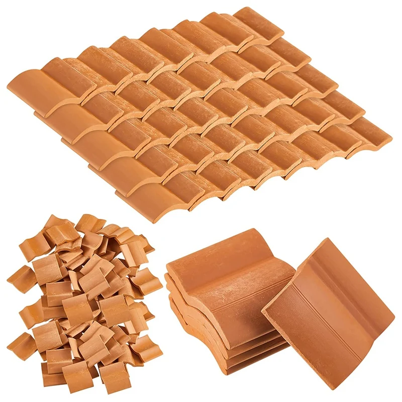 200Pcs Roof Tiles Building Set Miniature Tiles Mini Dollhouse Shingles Fake Tile Landscape Kitchen Garden Accessories