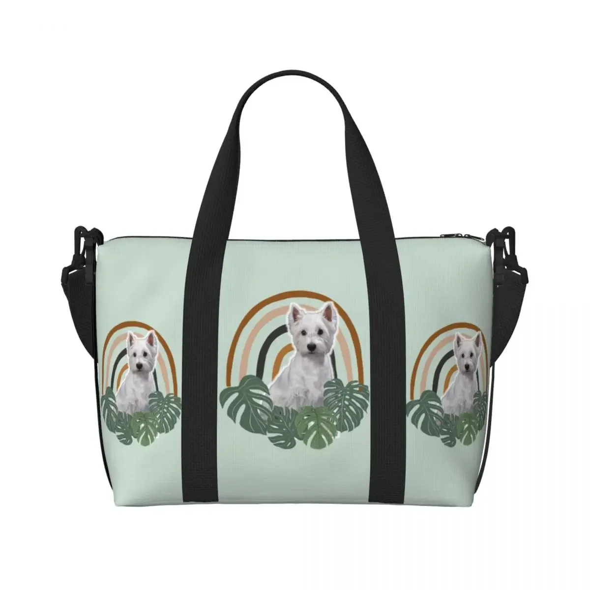 Custom Westie Grocery Shopping Tote Bags Women Large Capacity West Highland White Terrier Lover Dog Beach Gym Travel Bags