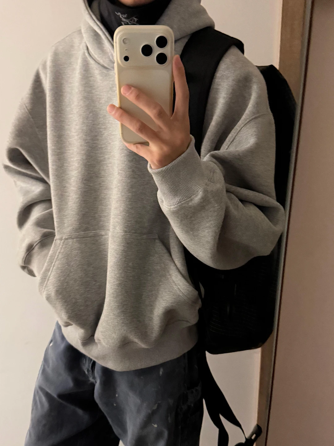 

Мужская толстовка-худи оверсайз из плотного полиэстера с длинными рукавами для осени и зимы, повседневная одежда