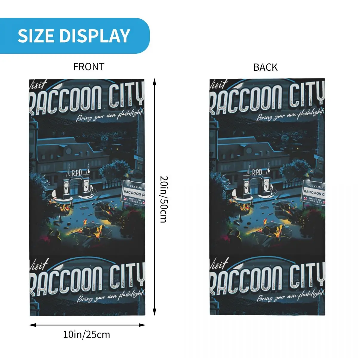 Visit Raccoon City Bandana Neck Gaiter Motorcycle Club R-Resident Evil Game Wrap Scarf Running Unisex Adult Windproof