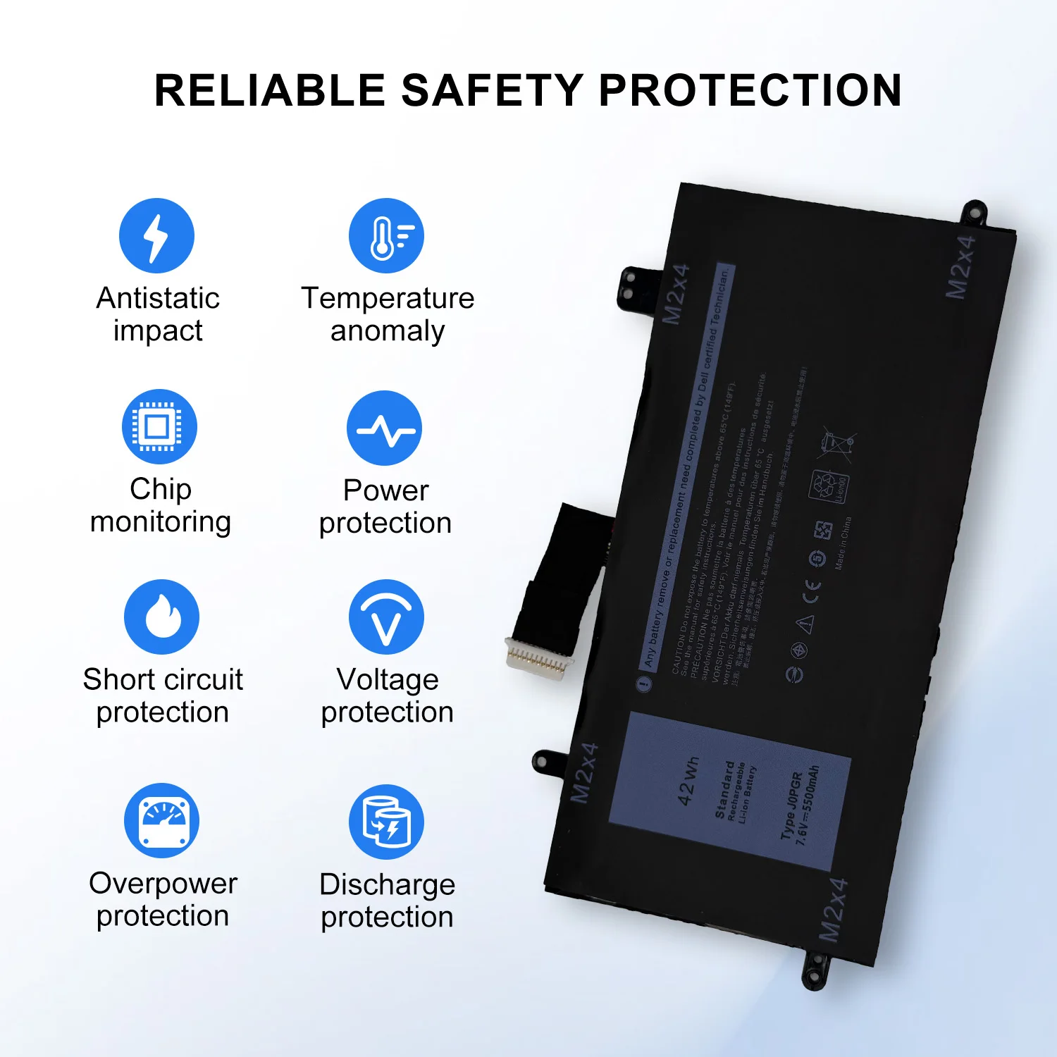 SARKAWNN JOPGR Laptop Battery 42Wh For Dell Latitude 12 5285 5289 5290 2-in-1 T17G 1WND8 X16TW 0FTH6F 0J0PGR 0X16TW J0PGR