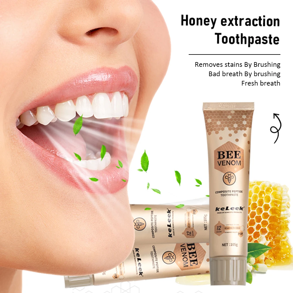 

5pcs Toothpaste Whitening Bee Venom Composite Peptide repair toothpaste Bad breath remover Dental cleaning Fresh oral keleek