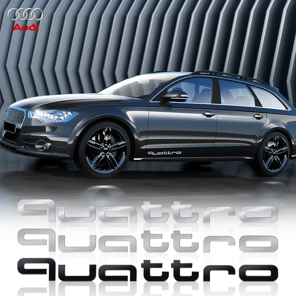 Naklejka Samochodowa 3D Aluminiowa Emblemat Quattro Dekoracja na Klapę Bagażnika Audi TT RS Sline S A4 B8 A3 8P A6 C7 8V B6 B7 S3 SQ5