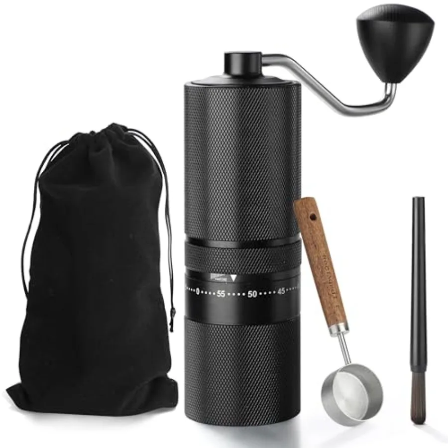 

Manual Coffee Grinder with Stainless Steel Burr for Espresso and French Press Black External Adjustable Grind Setting
