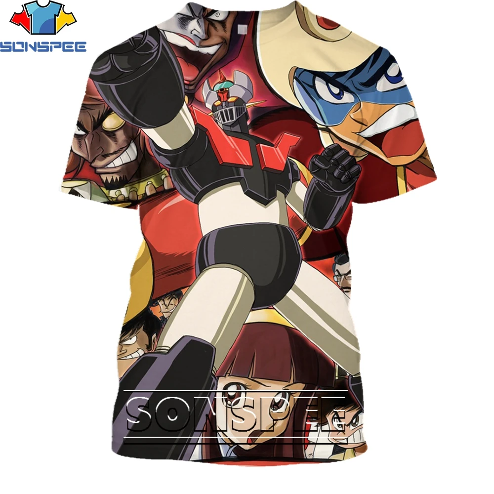 SONSPEE 3D Printing Mazinger Z Goldorak T-shirt Cartoon Anime Fashion Casual Loose Original Collar Men And Women Fashion Trend