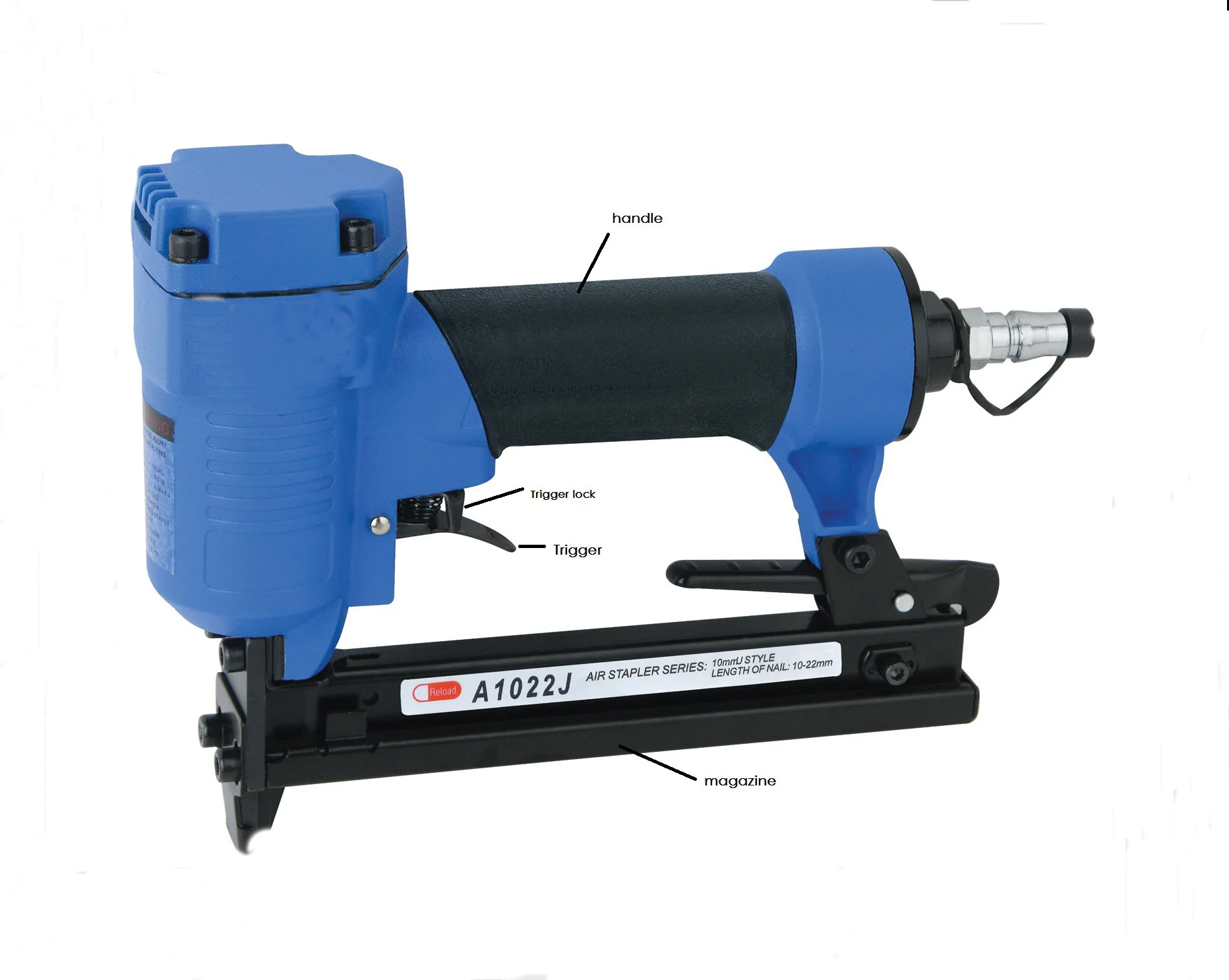 J1022 Professional Pneumatic Nailer for Carpentry: Electric Nailer, Straight Nailer, Requires an Air Compressor