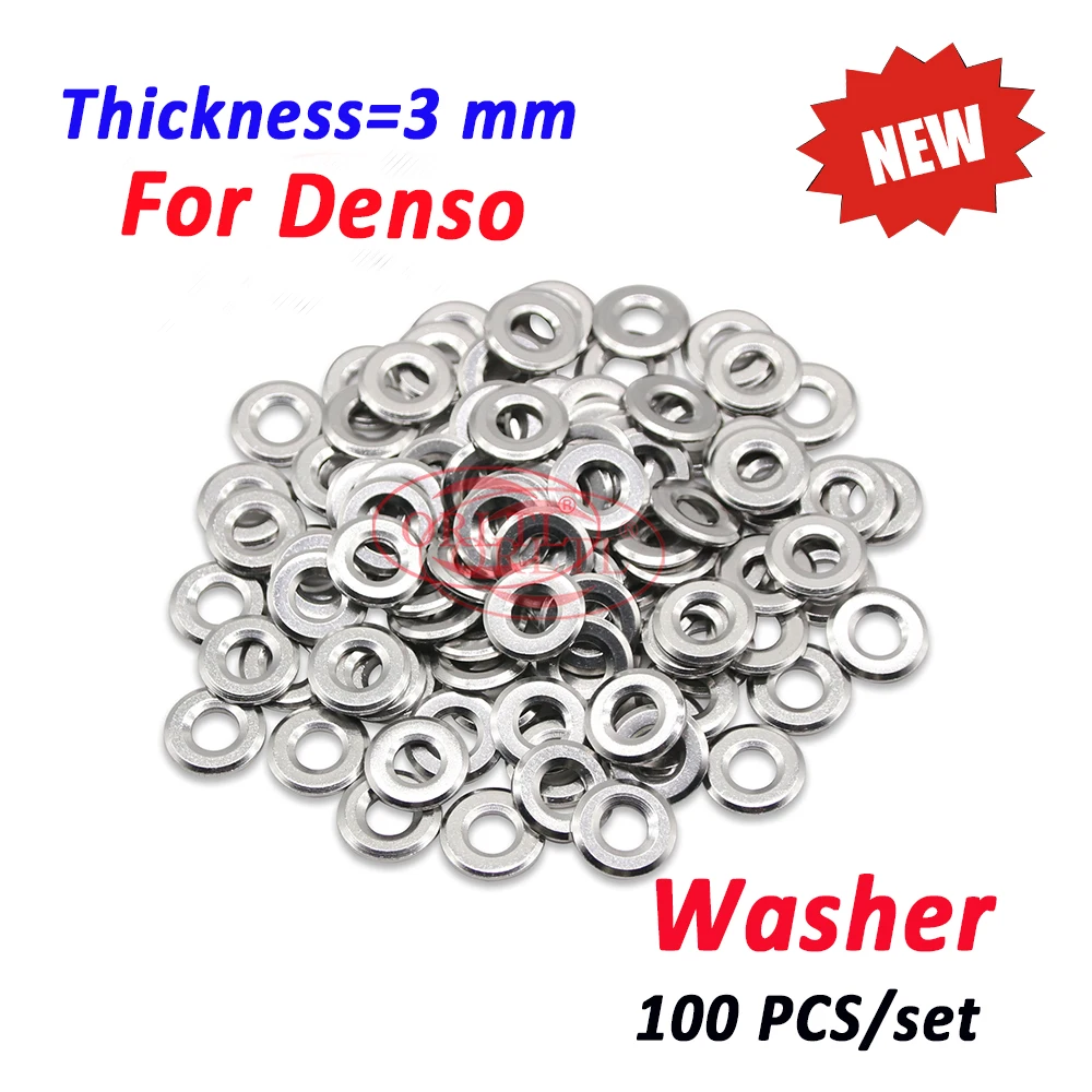 ORLTL 100PCS 23670-0L050 Common Rail Injector Nozzle Washer Fuel E1022016 Heat Shield Rings for Denso Toyota Hilux 2mm/3mm