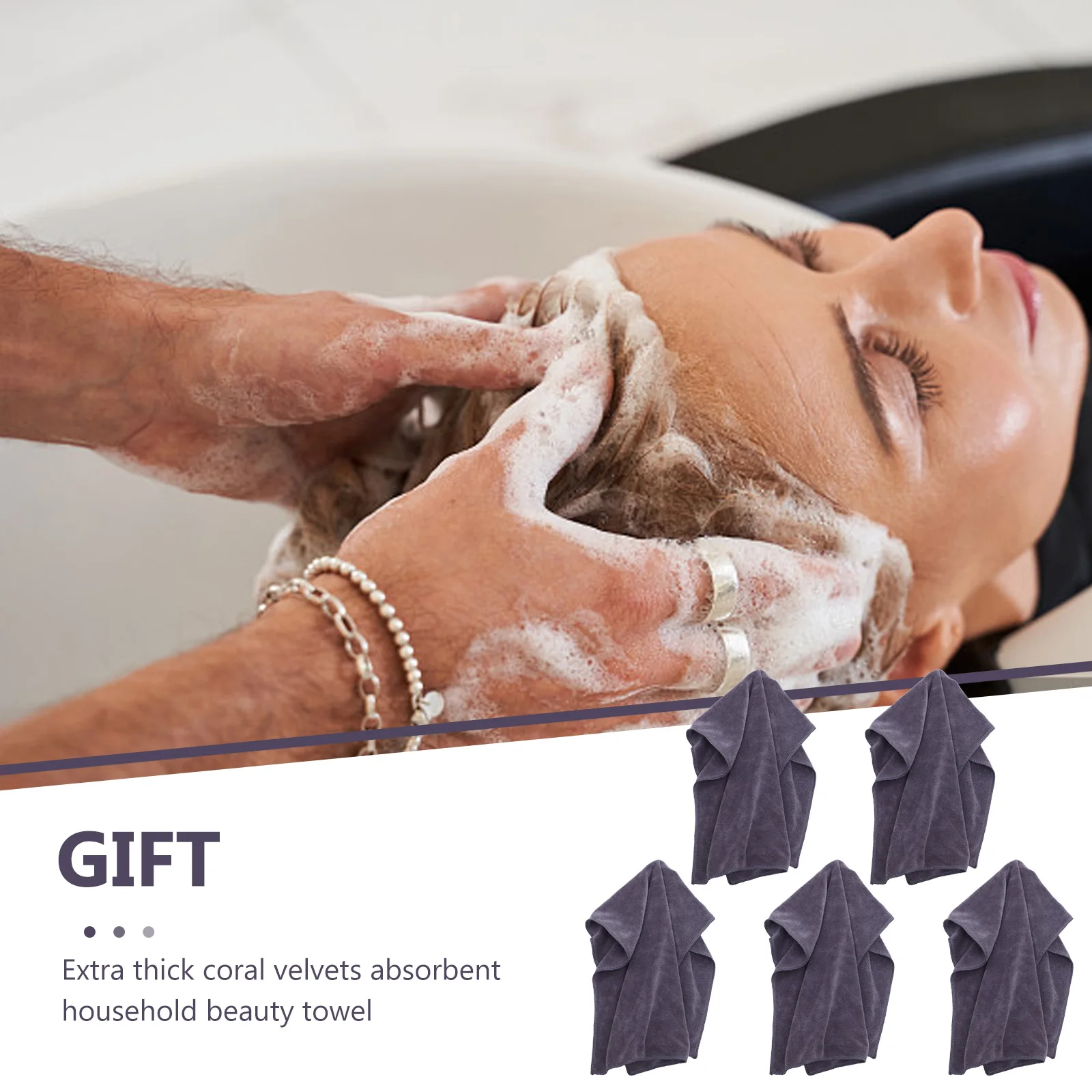 

5 Pcs Bathing Towels Quick Dry Soft Thicken Hand Washcloths Hand Towels For Washcloths Bathroom Gray Bathroom Use