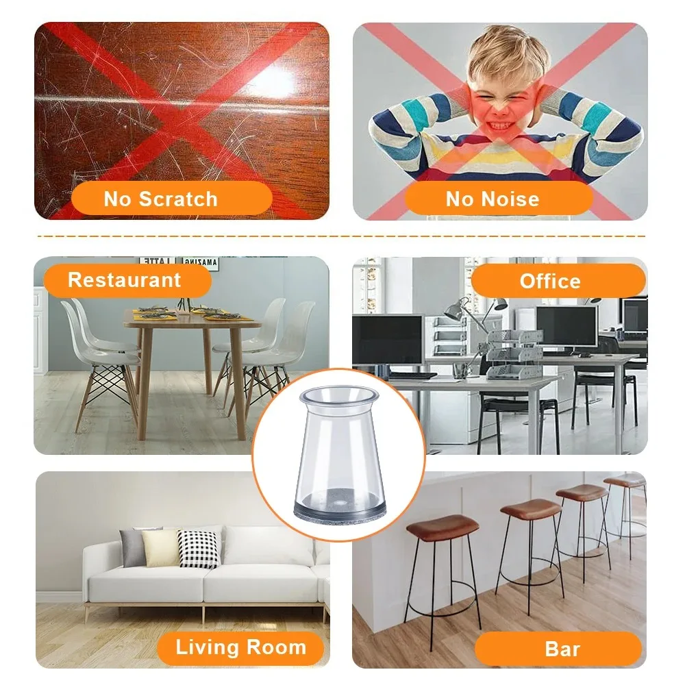 28PCS 테이블과 의자 발 커버 실리콘 침묵 바닥 보호 두꺼운 내마모성 탄성 테이블 의자 보호 커버