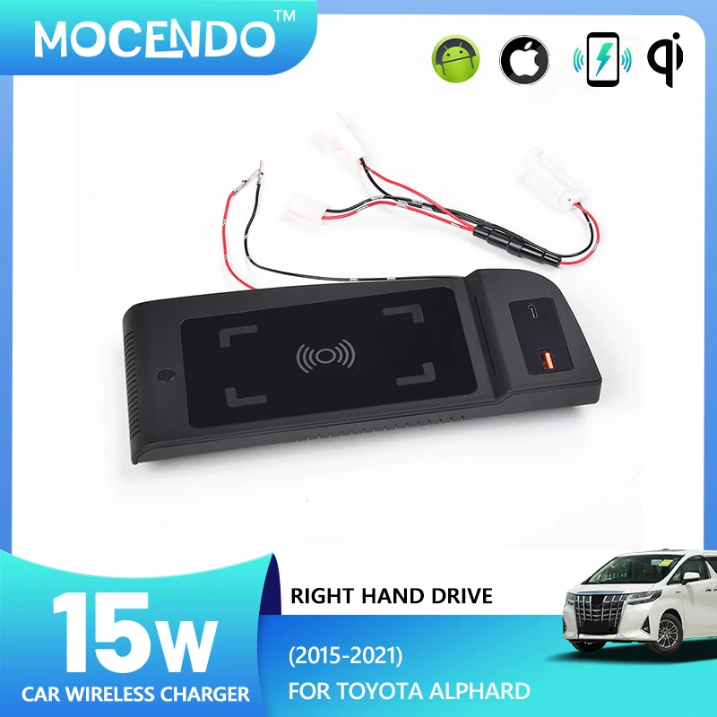 

15W Car wireless charger fast phone charger charigng pad charging holder for Toyota Alphard 2015-2021 RHD
