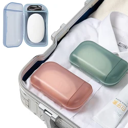 Portable 2-Compartment Soap Dish with Lid Oval Soap Box Sealed Waterproof Bathroom Soap Holder Storage Box Soap Case